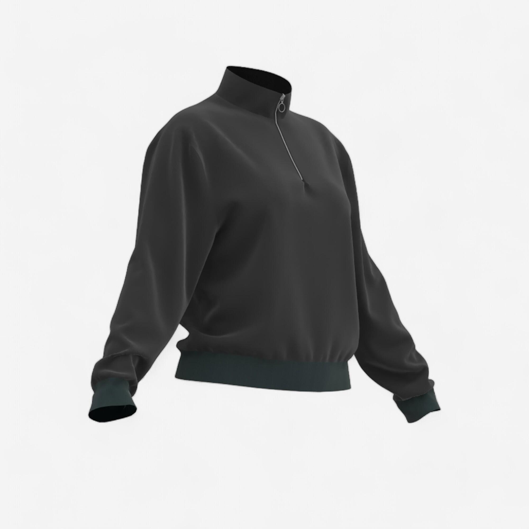 Women's Quarter-Zip Long-Sleeved Fitness Cardio Sweatshirt - Black