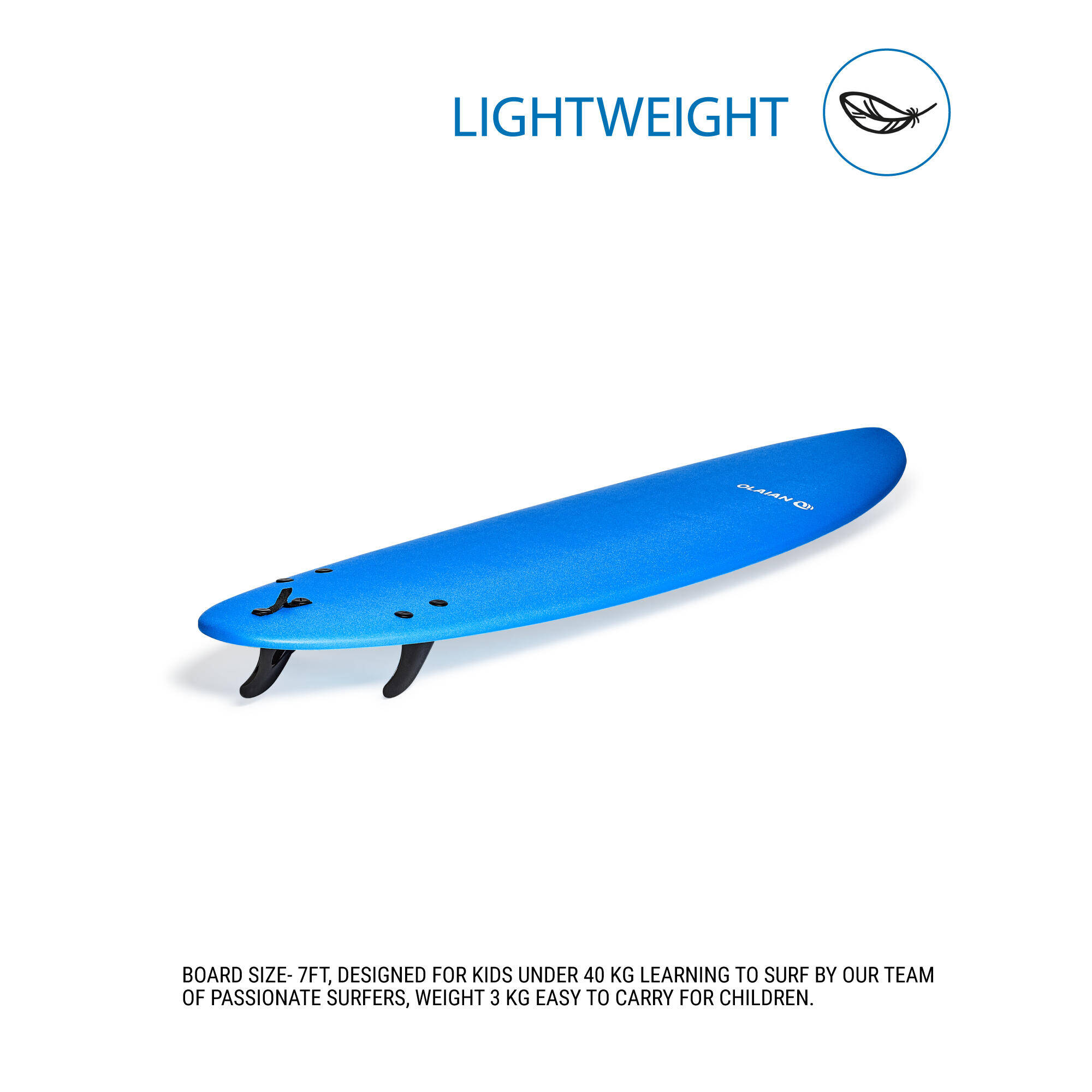 Foam SURFBOARD 7' 100 with 3 fins -  2