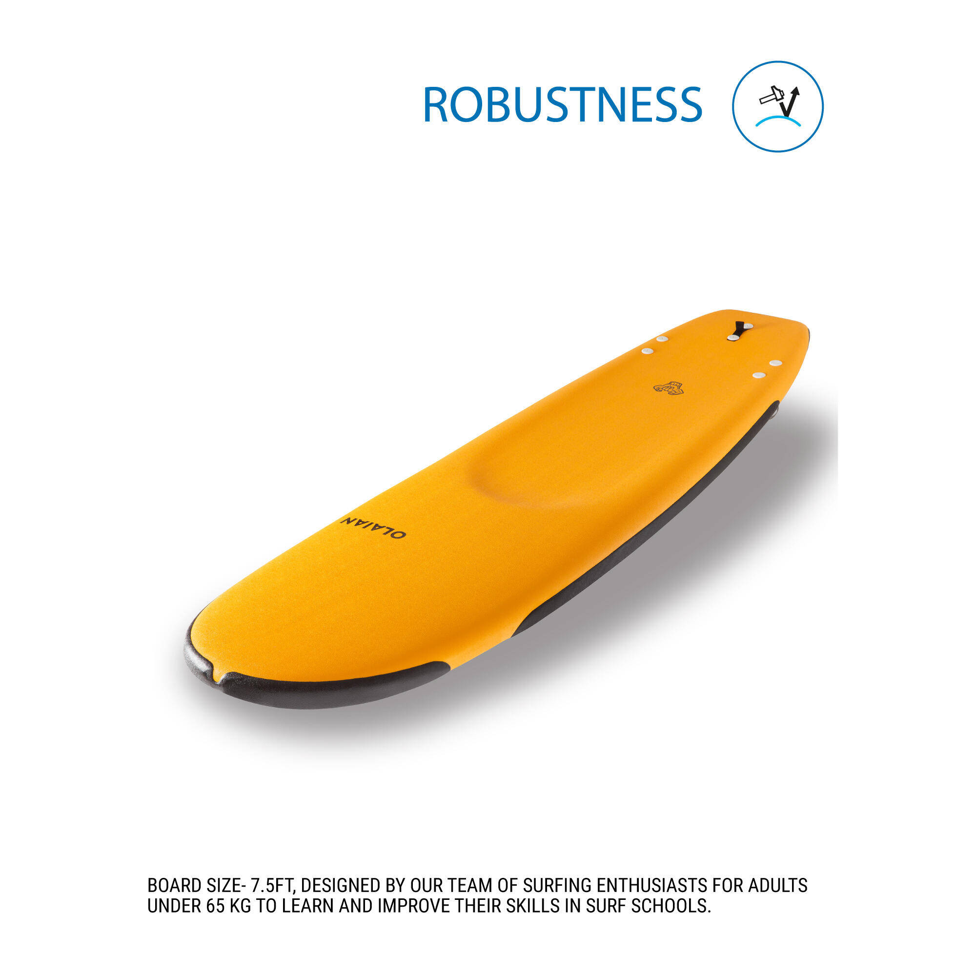 Foam SURFBOARD 100 7'5" 80 with 3 fins -  2