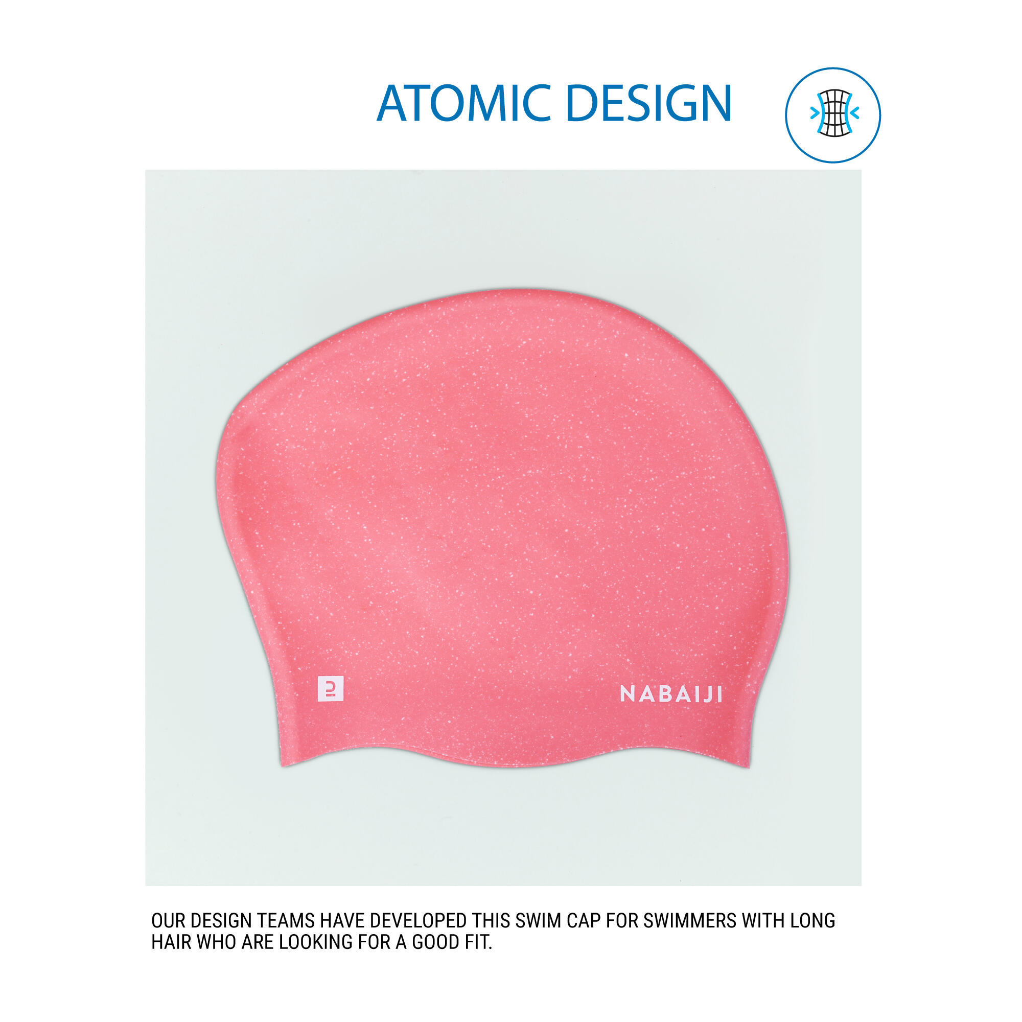 Adult Swimming Cap 56-60 Cm Long Hair 500 Secure & Stretchable Ruby