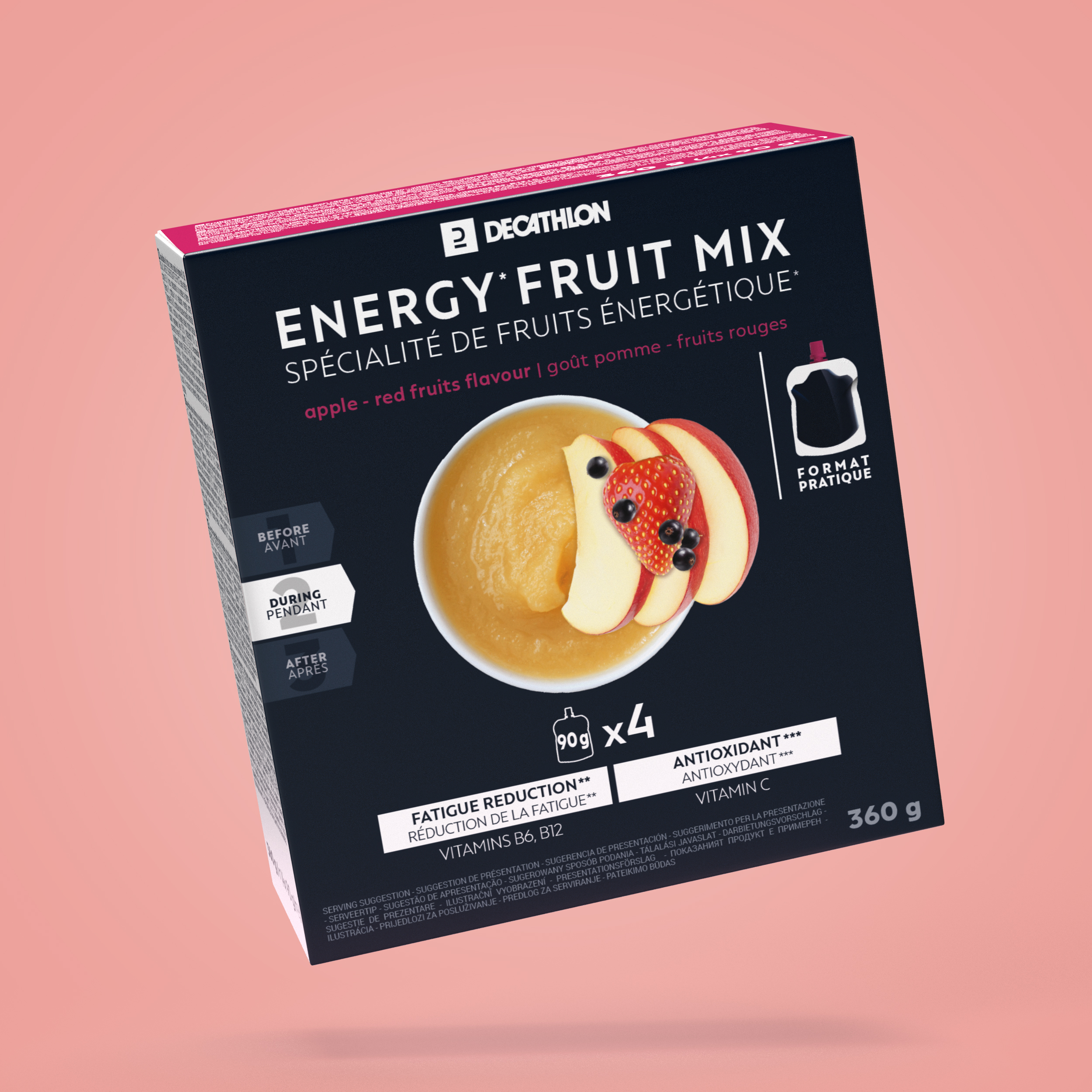 Spécialité de fruits énergétique pomme et fruits rouges 4 x 90g