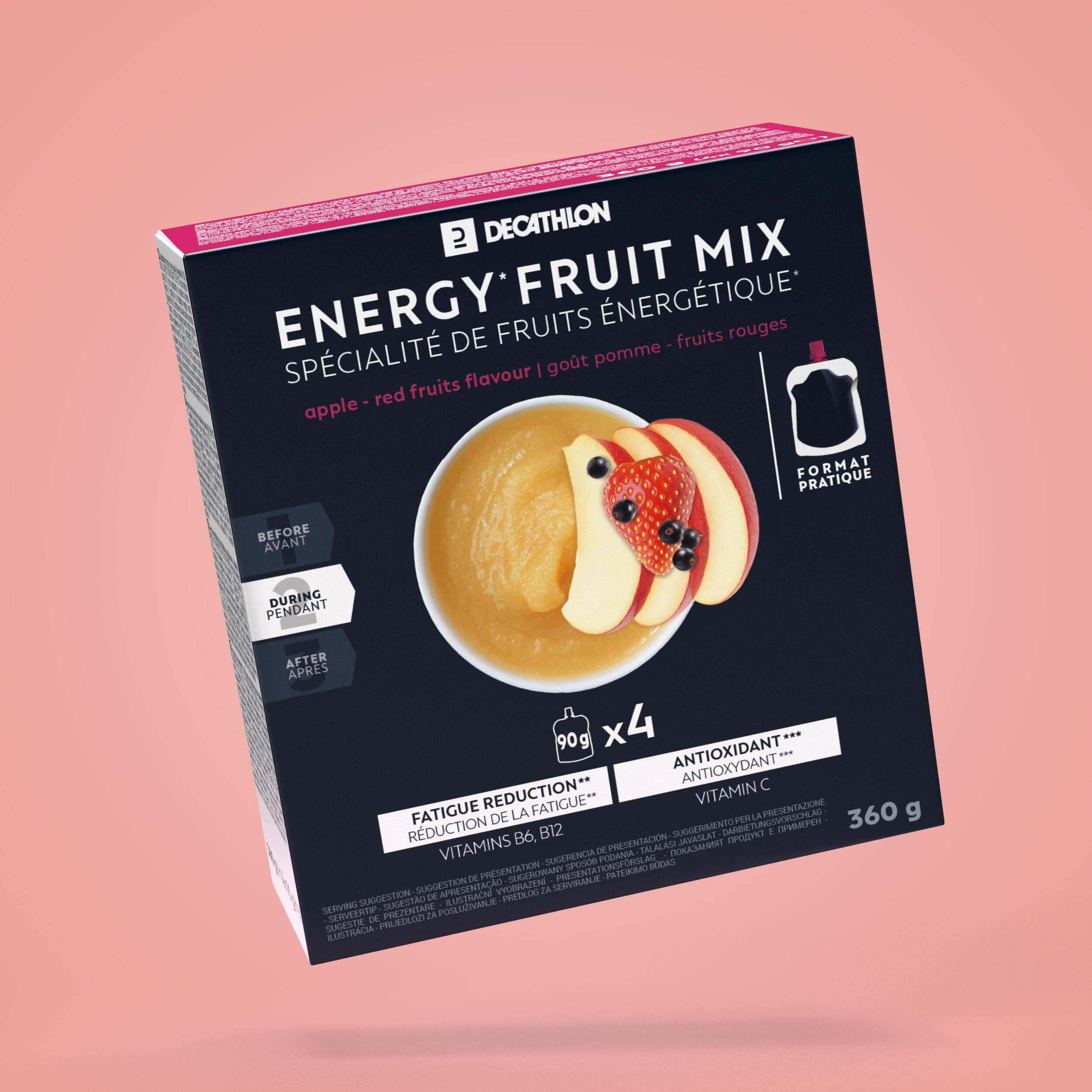 Gel Energizant ENERGY FRUIT MIX Fructe de pădure-Măr 4 x 90 g DECATHLON imagine noua