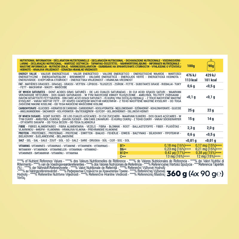 Specialitate energizantă cu fructe, mere și banane 4 x 90g
