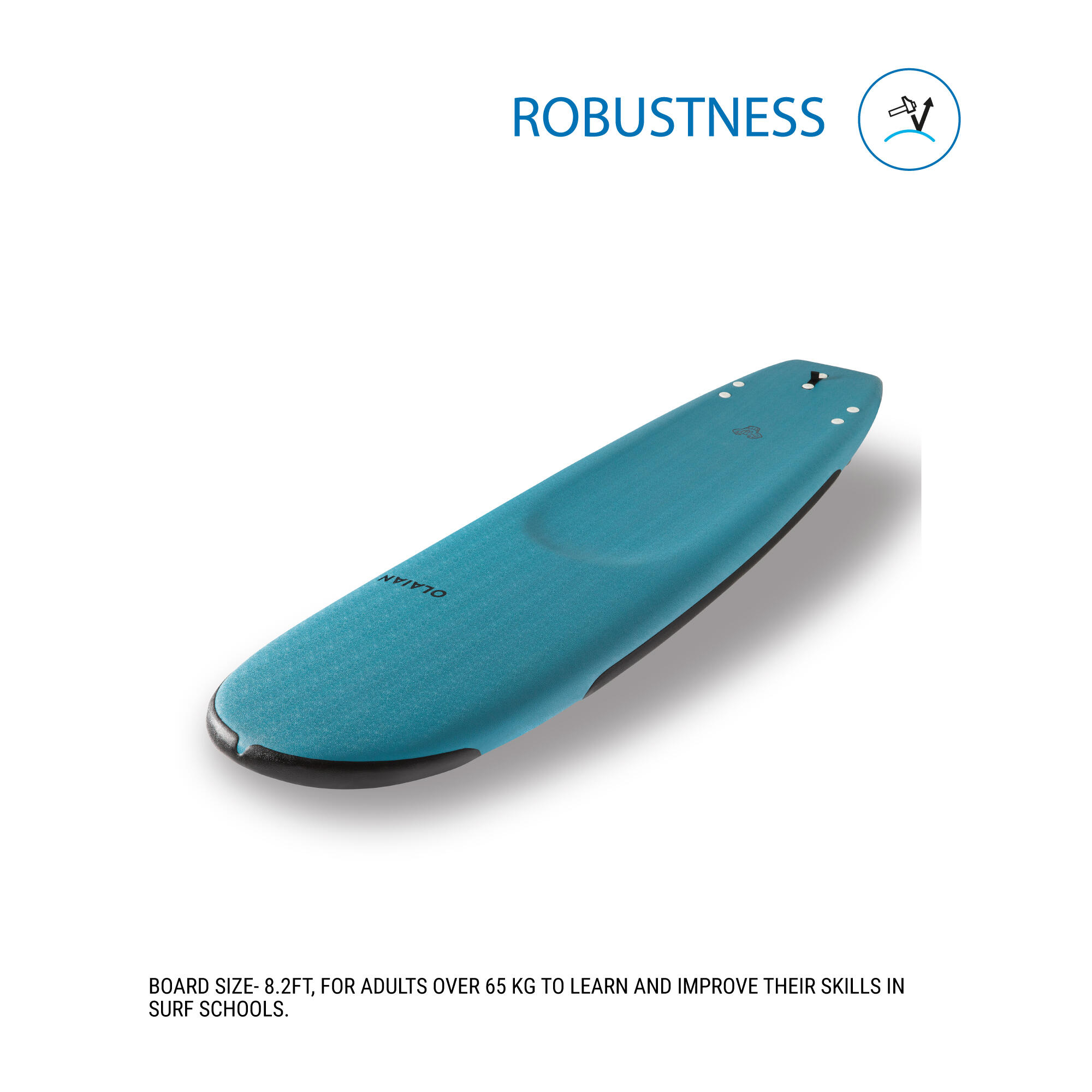 Foam SURFBOARD 100 Reinforced 8'2" 100 L + Leash