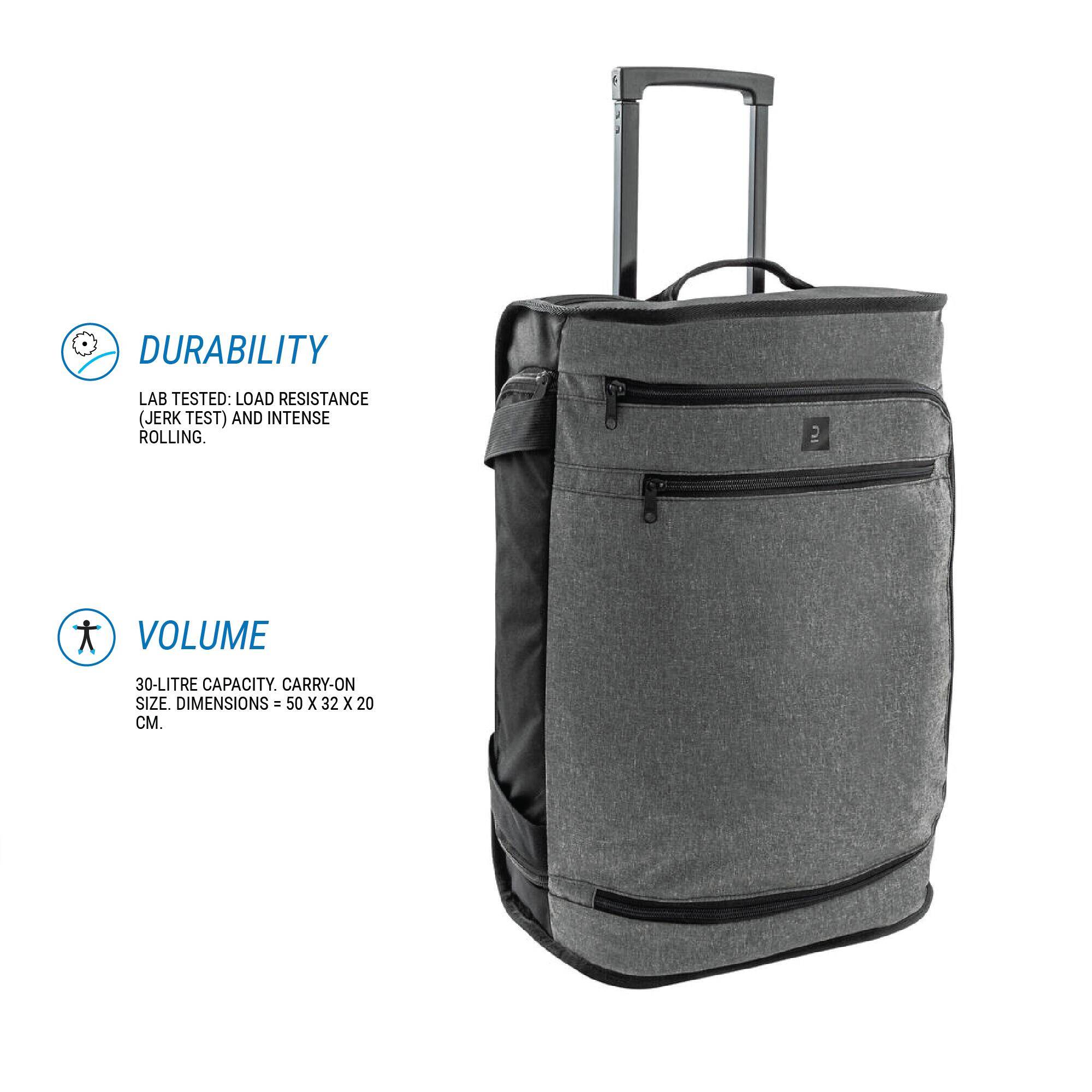 Sport Cabin Travel Bag, 30L, 50x32x20cm, Ventilated Boot Pocket, Rigid- Grey -  3
