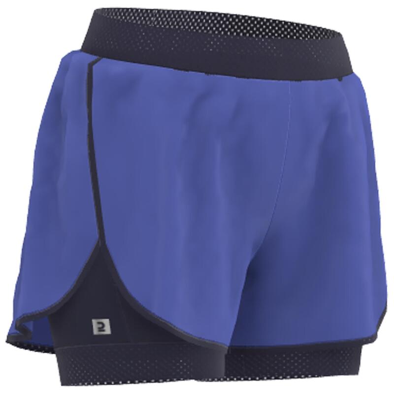 Pantalon scurt 2 în 1 900 Fitness cardio Albastru Damă 