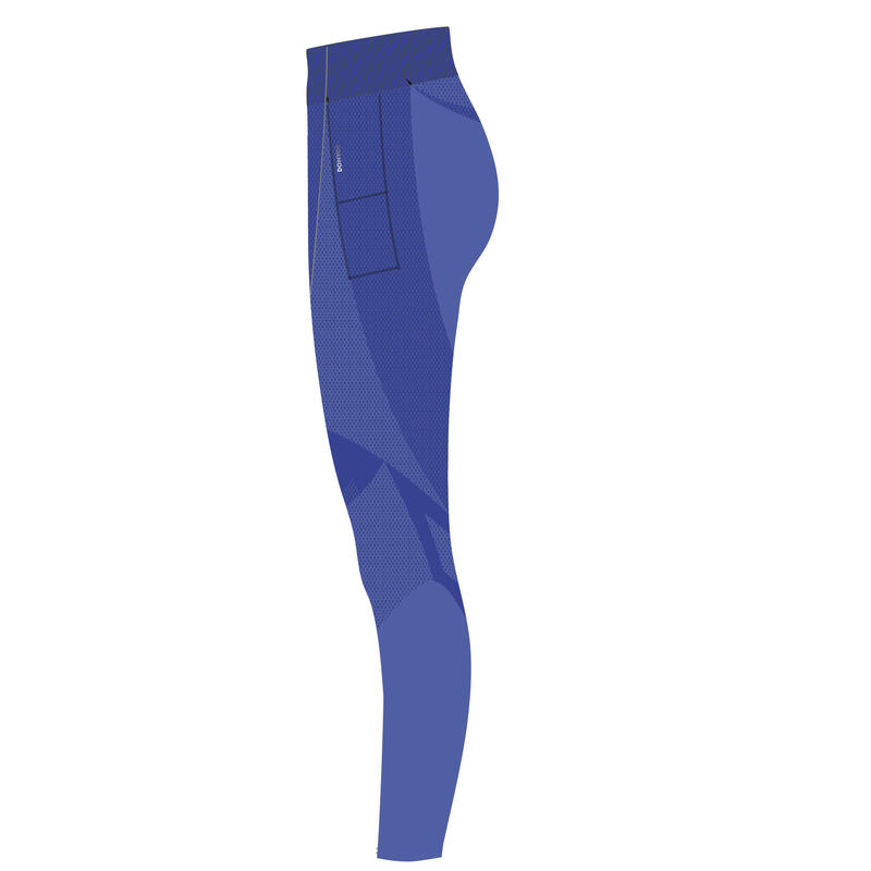 Leggings donna palestra 900 senza cuciture traspiranti blu