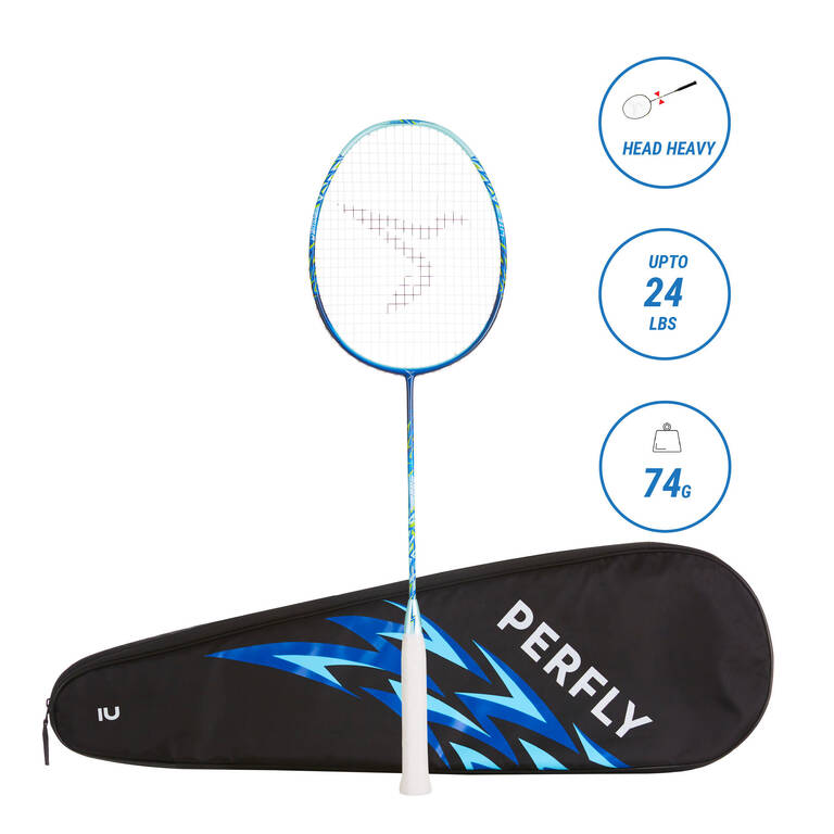 Kids Badminton Racket 74g - Head Heavy - 6.6mm modulus Carbon Fiber Shaft