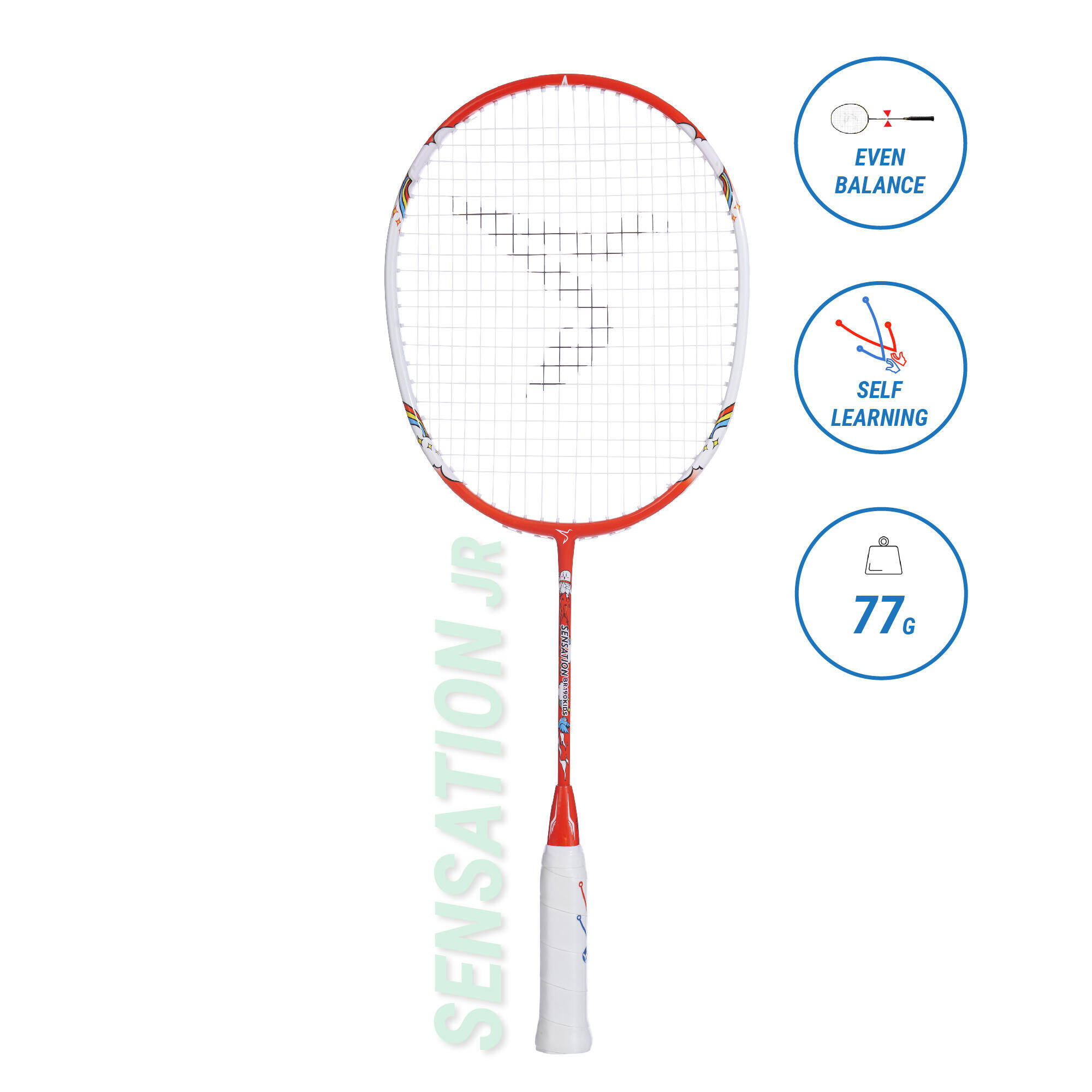 JUNIOR BADMINTON RACKET BR SENSATION 190 KID EASY ORANGE -  1