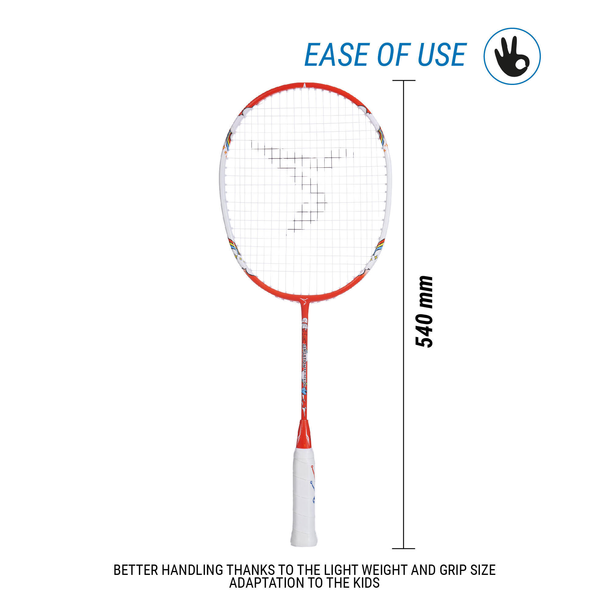 JUNIOR BADMINTON RACKET BR SENSATION 190 KID EASY ORANGE -  4