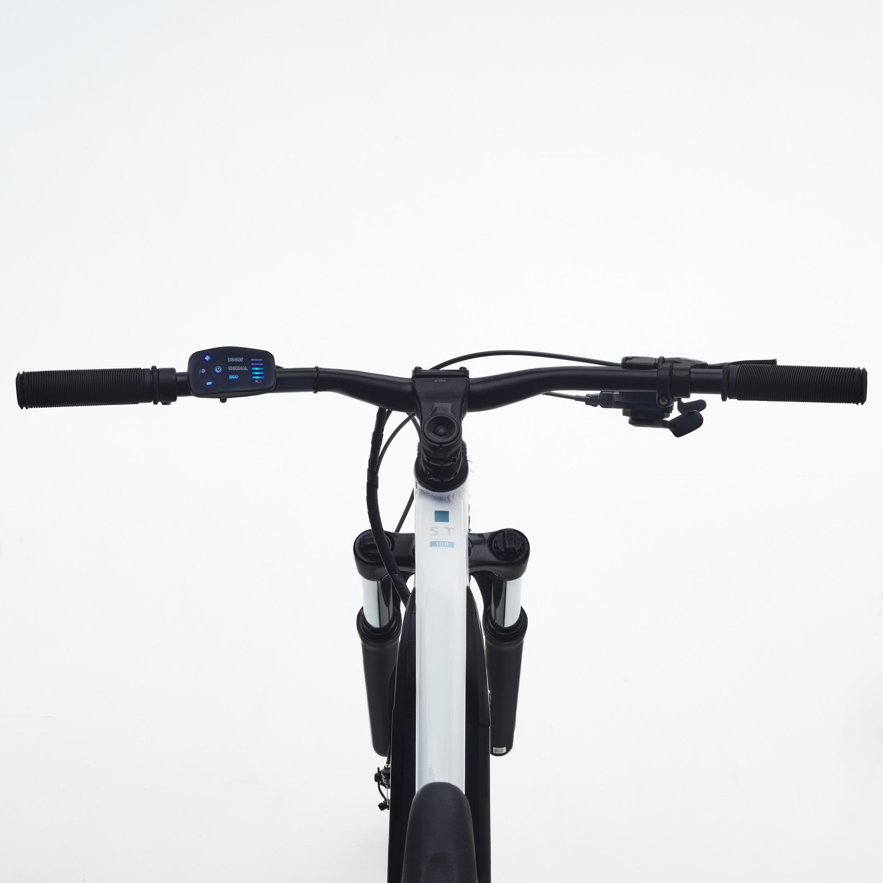 Bici Elettrica a pedalata assistita Mtb E-ST 100 bianco-azzurro 27,5" - 380 Wh 8/9