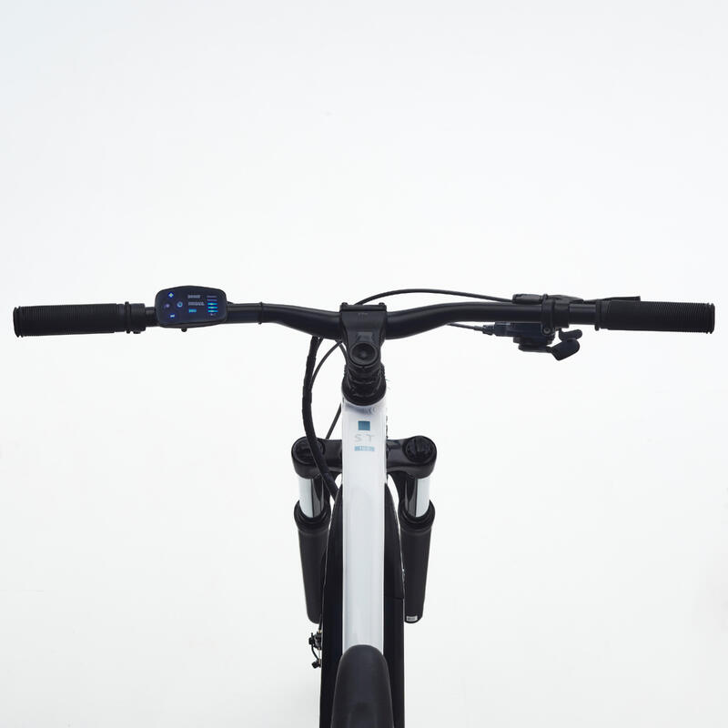 Bicicleta eléctrica de montaña 27,5" Rockrider E-ST 100 Blanco Azul