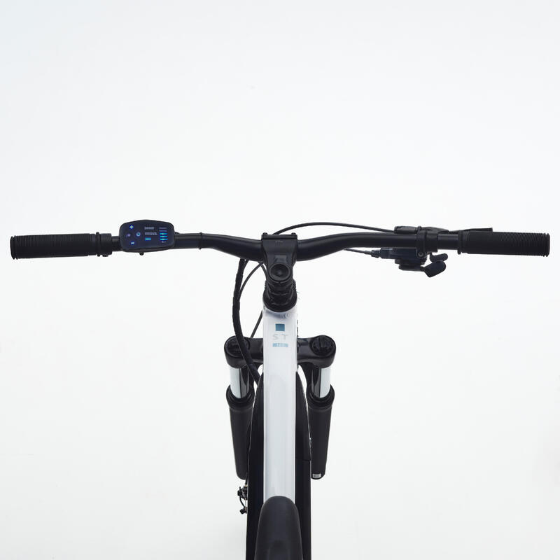 Bicicletă MTB electrică semi-rigidă 27,5" - E-ST 100 Alb-Albastru