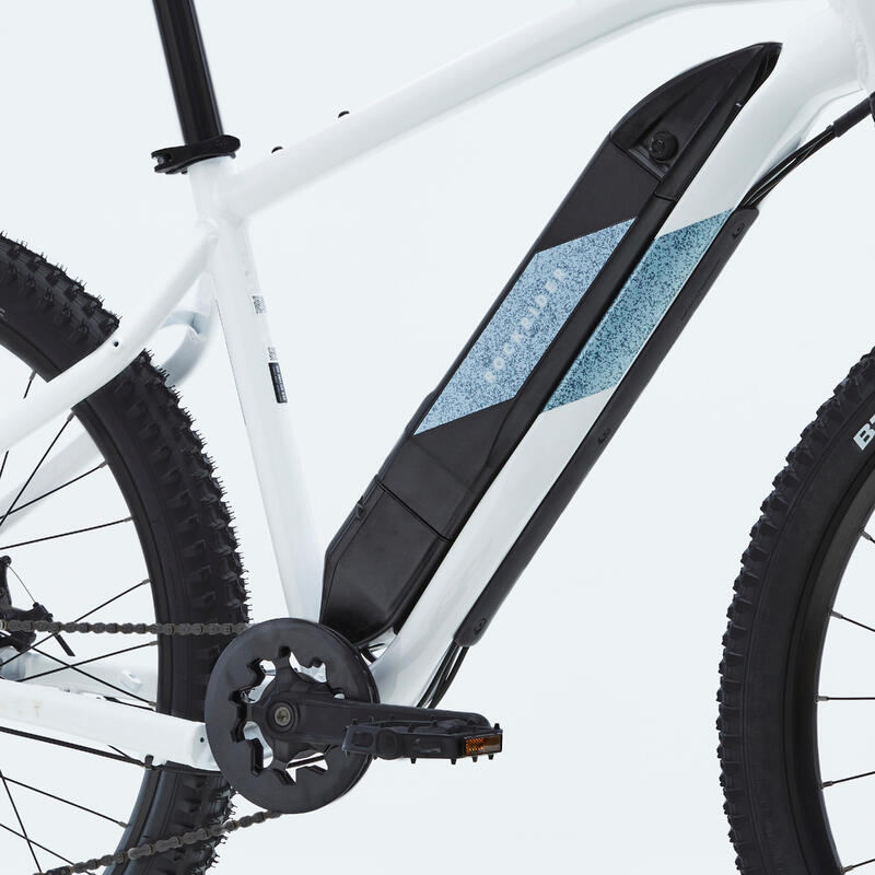 Bicicletă MTB electrică semi-rigidă 27,5" - E-ST 100 Alb-Albastru