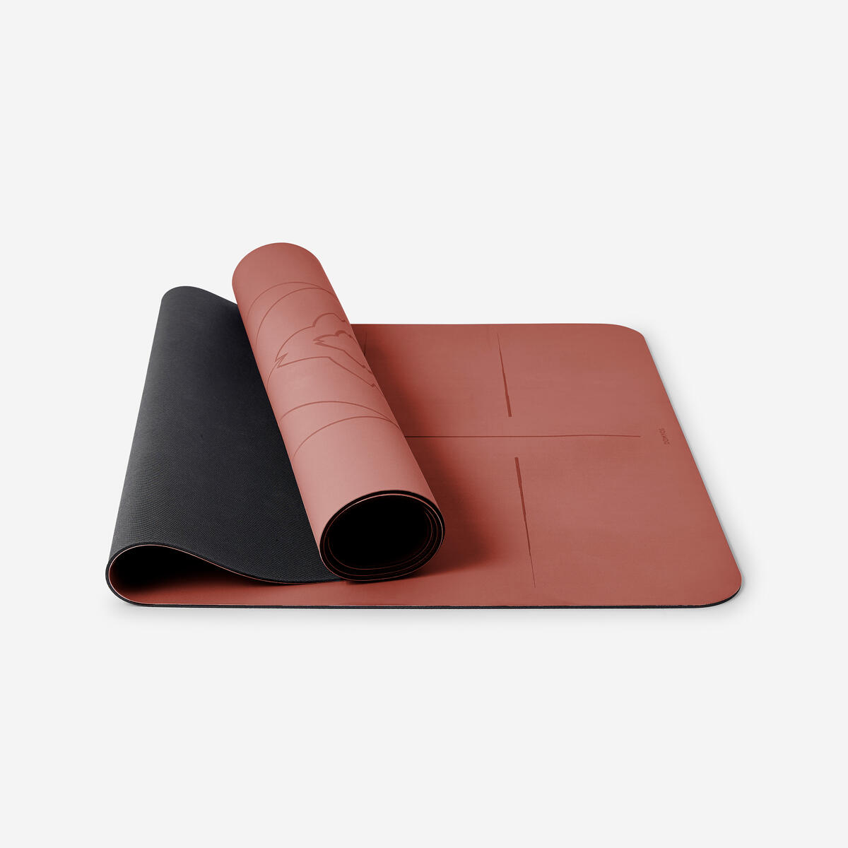 Tapis de yoga dynamique ultra adhérent épaisseur 4 mm, sépia