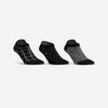 Onzichtbare sokken voor fitness cardiotraining 3 paar print zwart wit