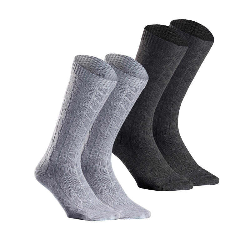 Outdoor Uzun Kışlık / Termal Çorap - Gri/Siyah - 2 Çift - SH100 Mid