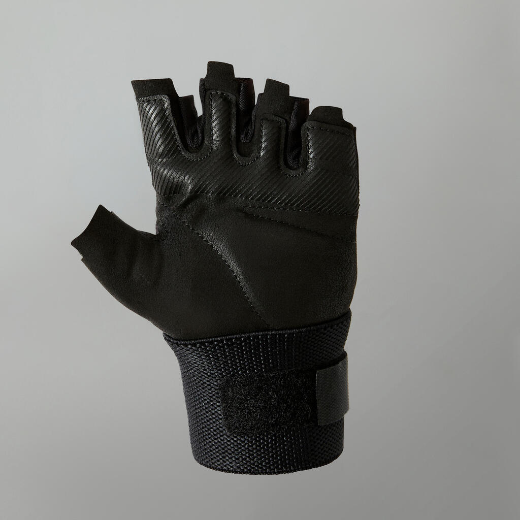 Pohodlné rukavice na posilňovanie s bandážou - čierne
