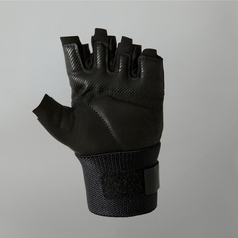 Comfortabele fitness handschoenen met polsband zwart