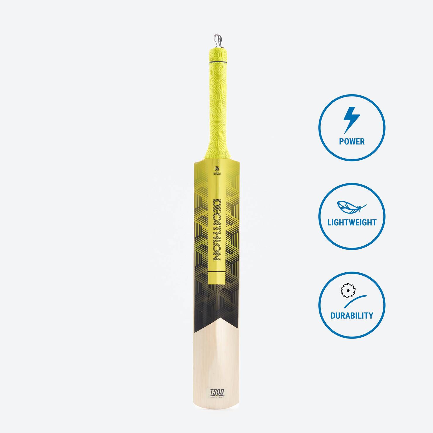 Kids' Cricket Bat for Soft & Medium Tennis Ball T500 Max Lime