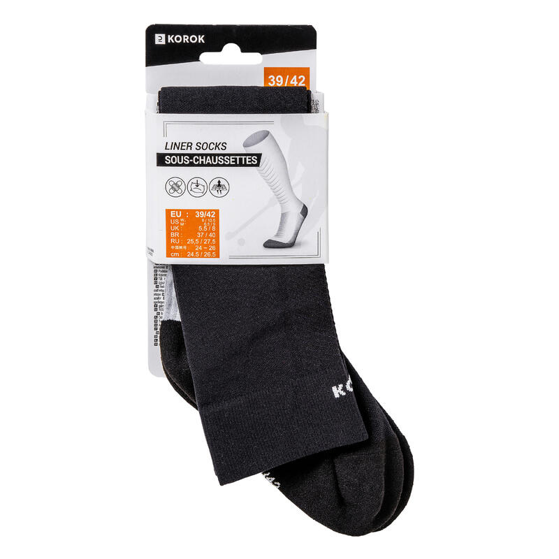 Sous-chaussettes de hockey sur gazon adulte FH500 noir