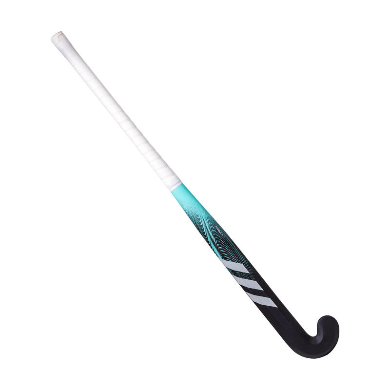 Stick de hockey ado fibre de verre mid bow Fabela 8. noir et turquoise