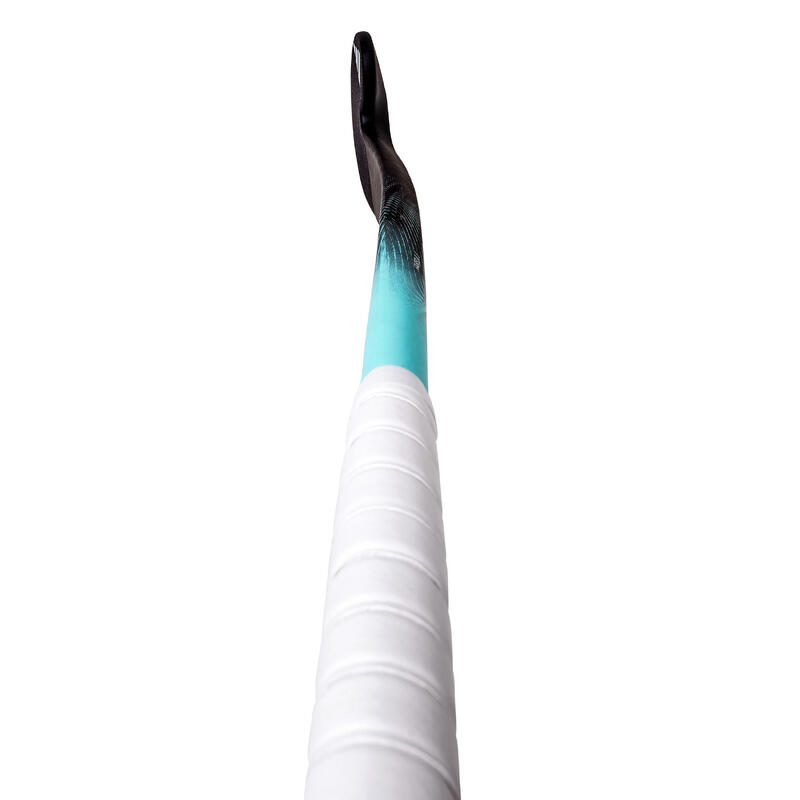 Stick de hockey ado fibre de verre mid bow Fabela 8. noir et turquoise