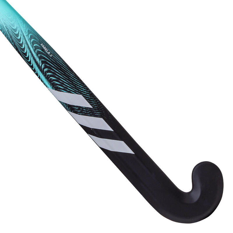 Stick de hockey ado fibre de verre mid bow Fabela 8. noir et turquoise