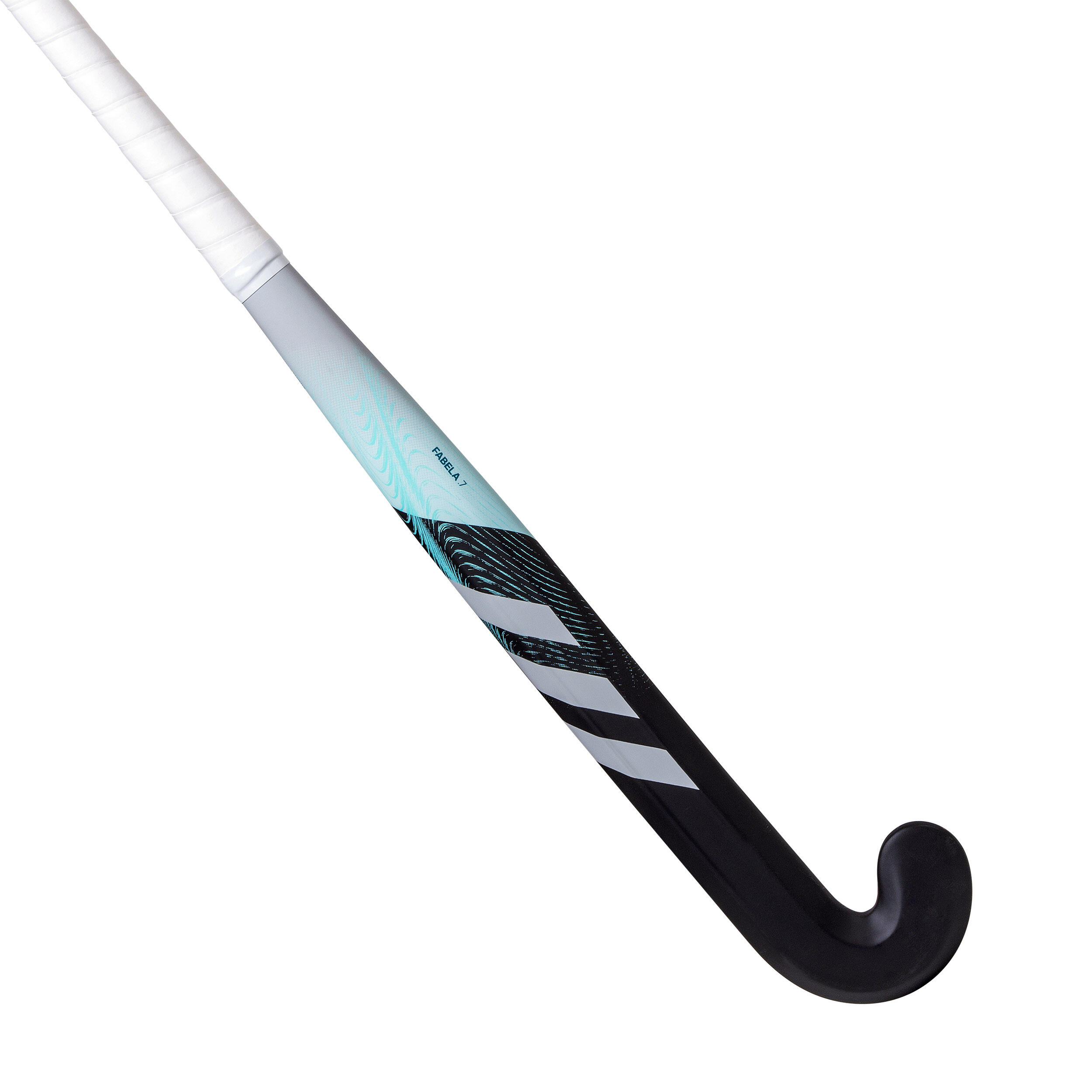 Adult Intermediate 20% Carbon Mid Bow Field Hockey Stick Fabela .7 - Black/Turquoise 3/12