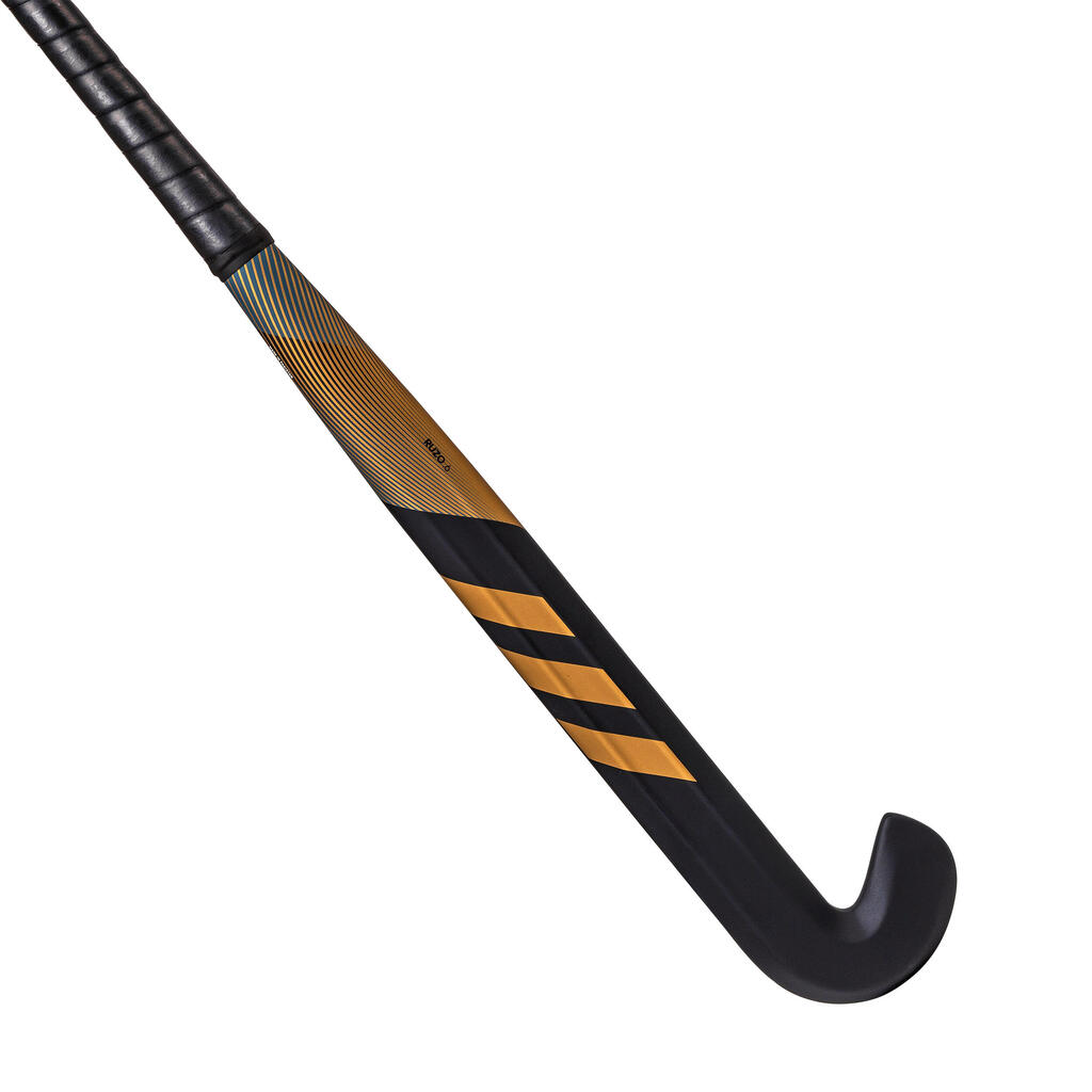 Damen/Herren Feldhockeyschläger für Fortgeschrittene Low Bow 30 % Carbon - Ruzo.6 gold/schwarz