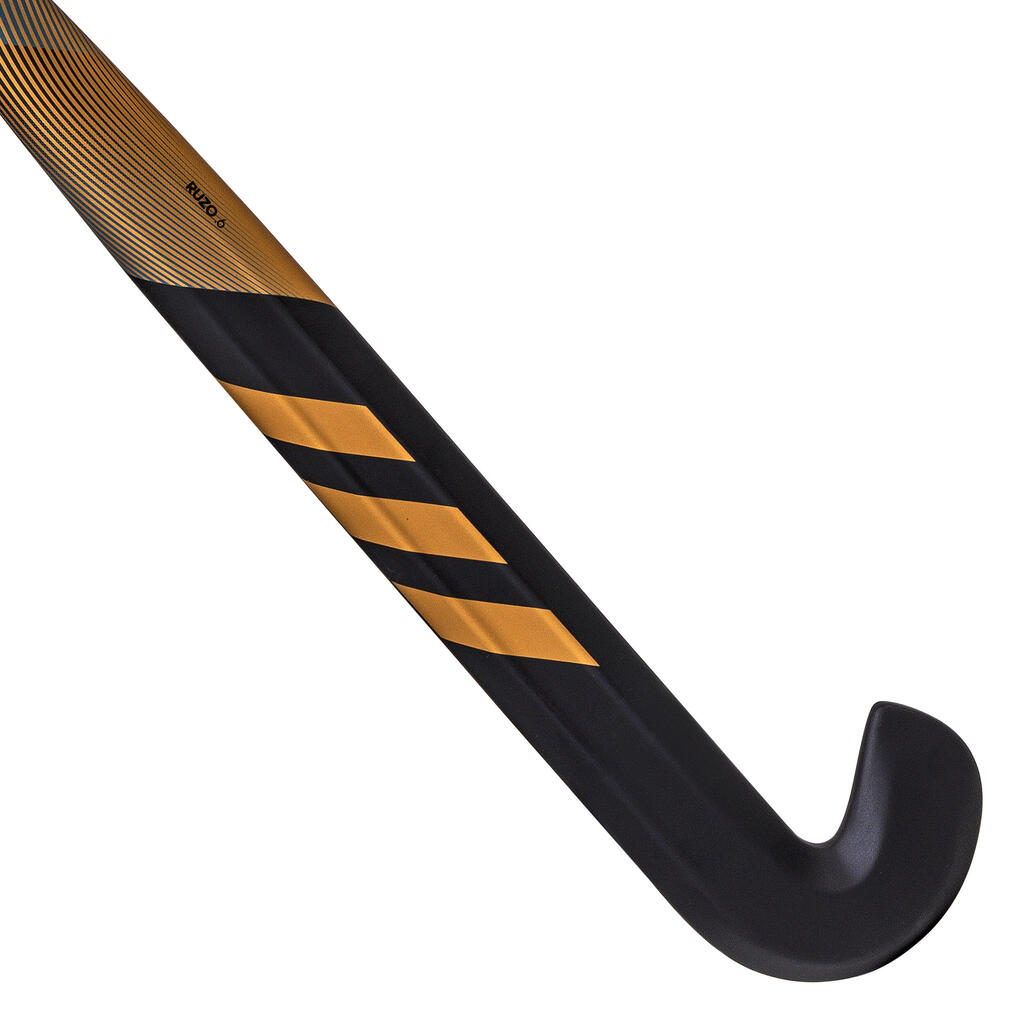 Adult Intermediate 30% Carbon Low Bow Field Hockey Stick Ruzo.6 - Gold/Black