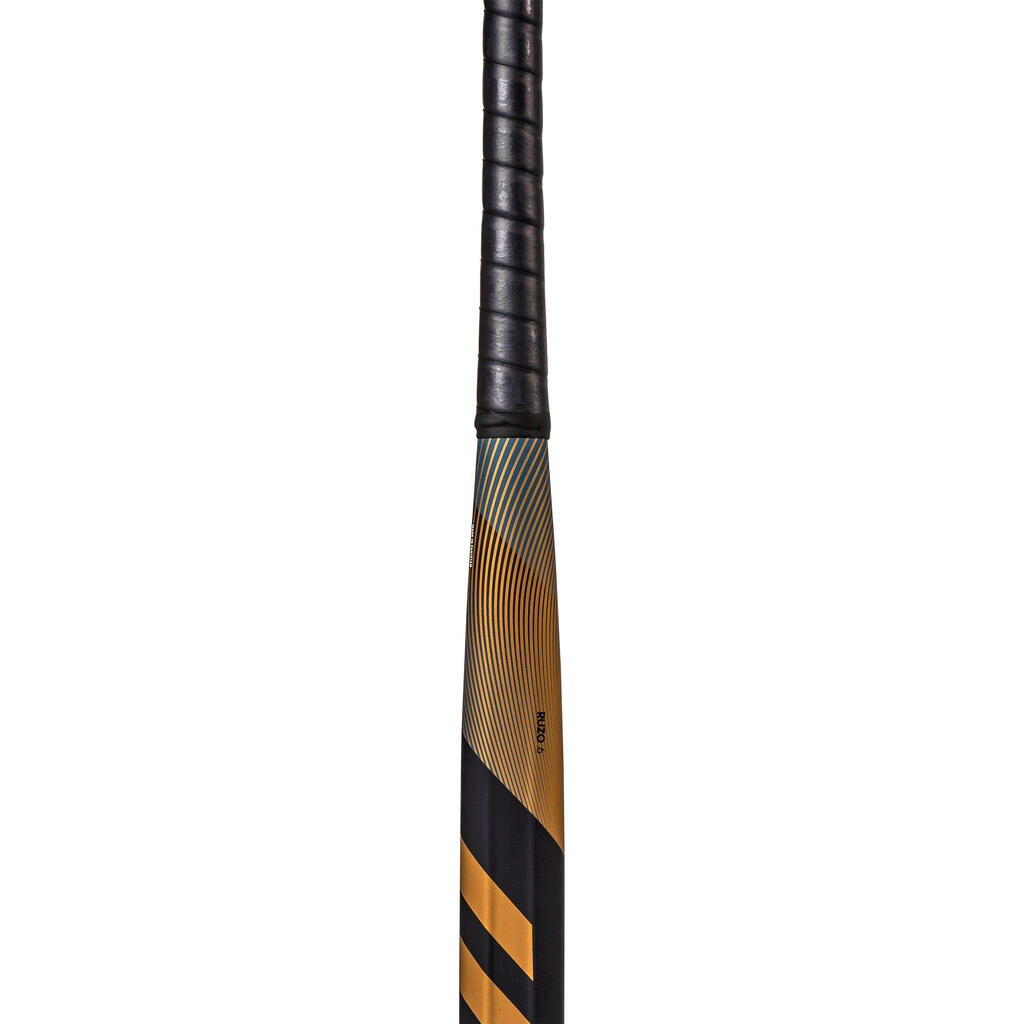 Adult Intermediate 30% Carbon Low Bow Field Hockey Stick Ruzo.6 - Gold/Black