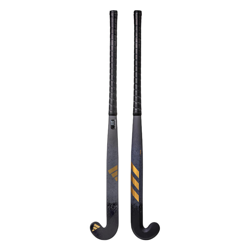 Hockeystick voor gevorderde volwassenen mid bow 20% carbon Estro .7 zwart goud