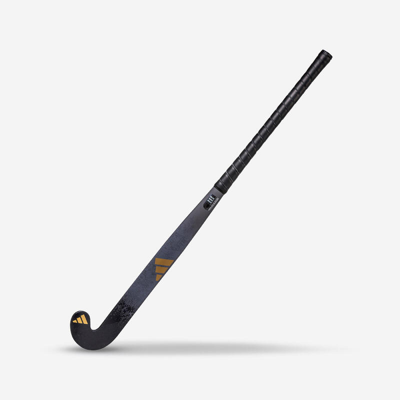 Hockeystick voor gevorderde volwassenen mid bow 20% carbon Estro .7 zwart goud