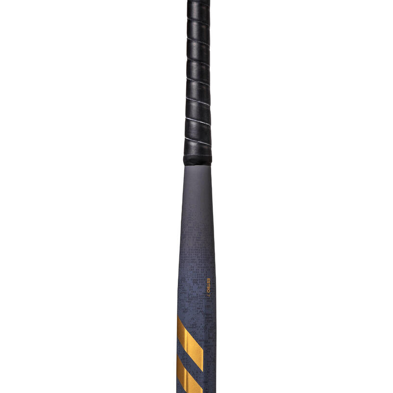 Hockeystick voor gevorderde volwassenen mid bow 20% carbon Estro .7 zwart goud