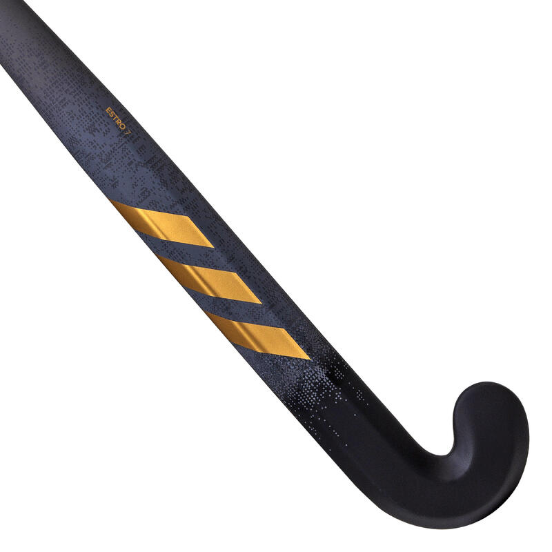 Hockeystick voor gevorderde volwassenen mid bow 20% carbon Estro .7 zwart goud