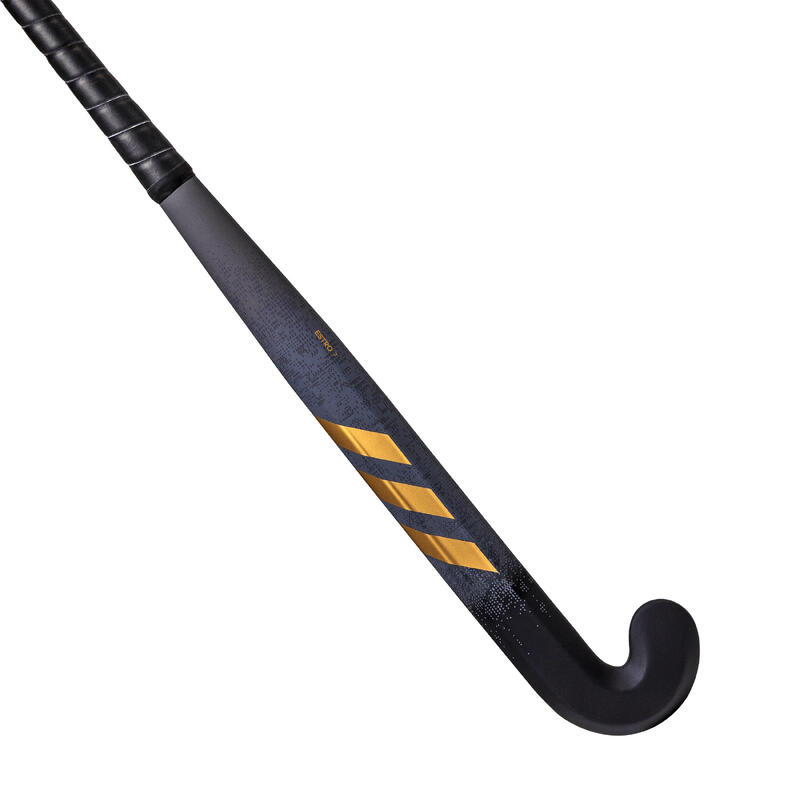 Hockeystick voor gevorderde volwassenen mid bow 20% carbon Estro .7 zwart goud