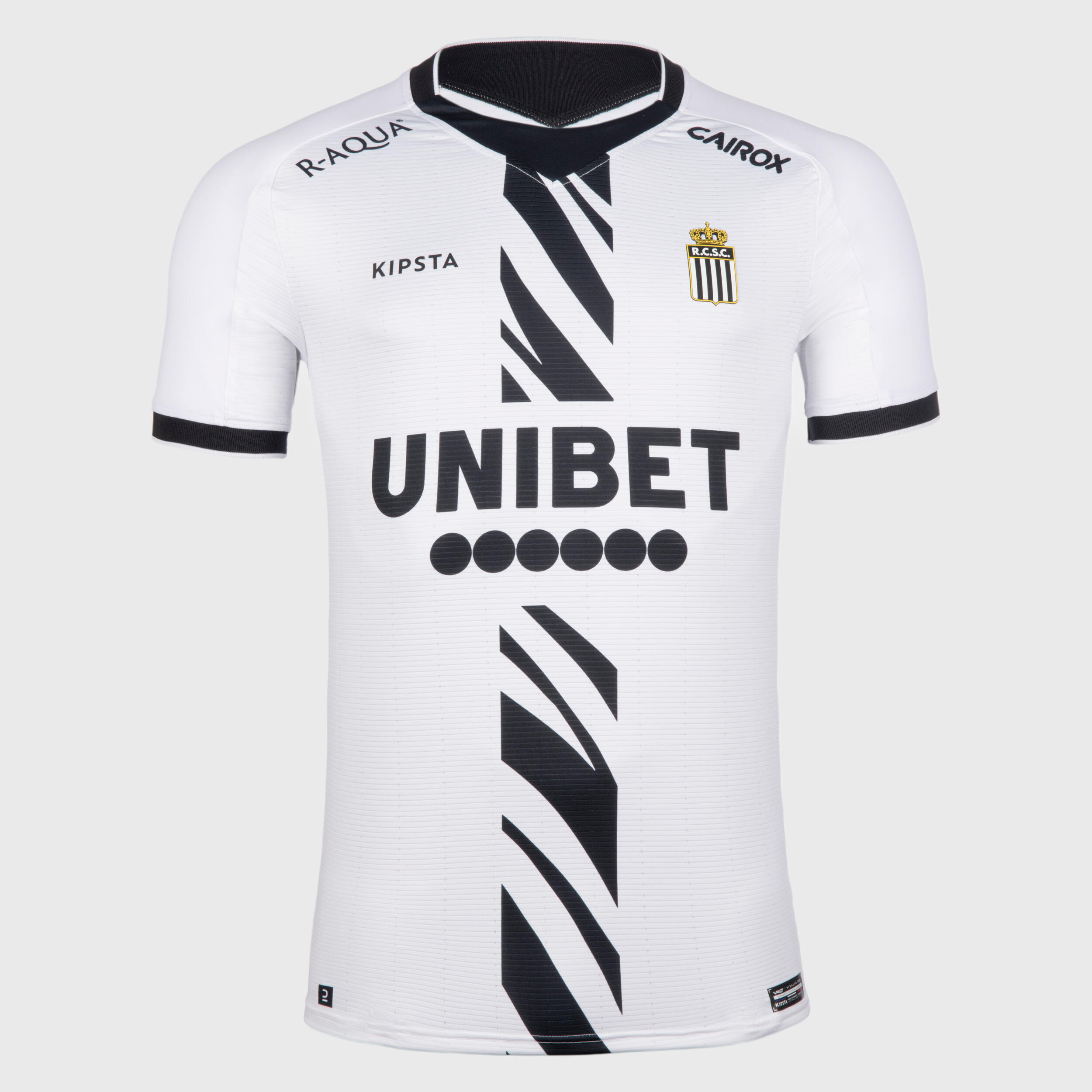 MAILLOT DE FOOTBALL AUTHENTIQUE CHARLEROI 23/24 EXTERIEUR BLANC BANDE ZEBRE NOIR 2/8