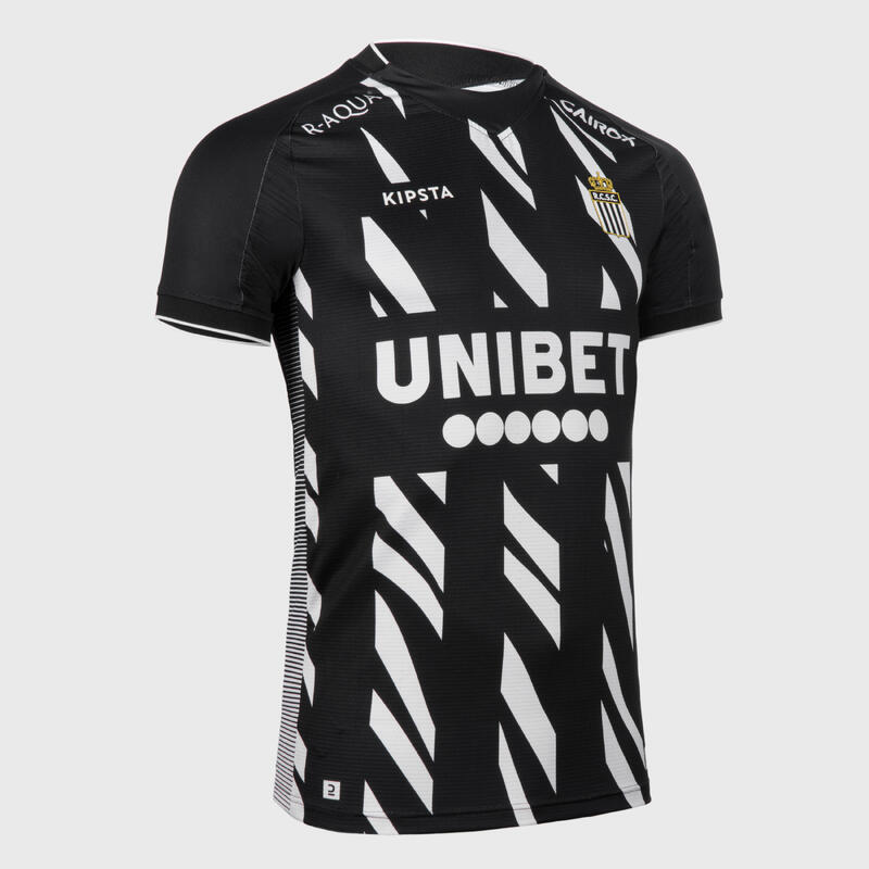 Authentiek voetbalshirt Charleroi 23/24 thuis zwart met witte zebrastrepen