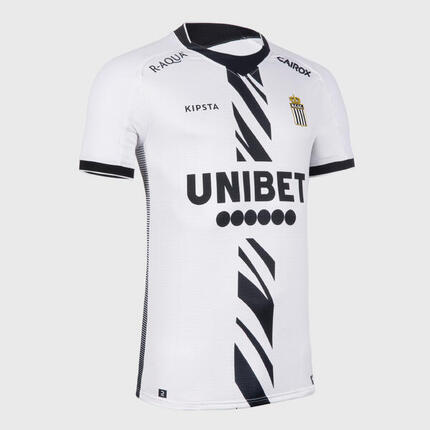 MAILLOT DE FOOTBALL AUTHENTIQUE CHARLEROI 23/24 EXTERIEUR BLANC BANDE ZEBRE NOIR