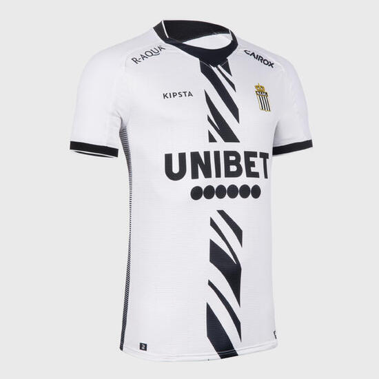 MAILLOT DE FOOTBALL AUTHENTIQUE CHARLEROI 23/24 EXTERIEUR BLANC BANDE ZEBRE NOIR