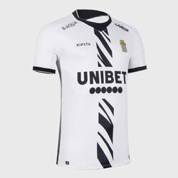 Authentiek voetbalshirt Charleroi 23/24 uitwedstrijden wit/zwart gestreepte band