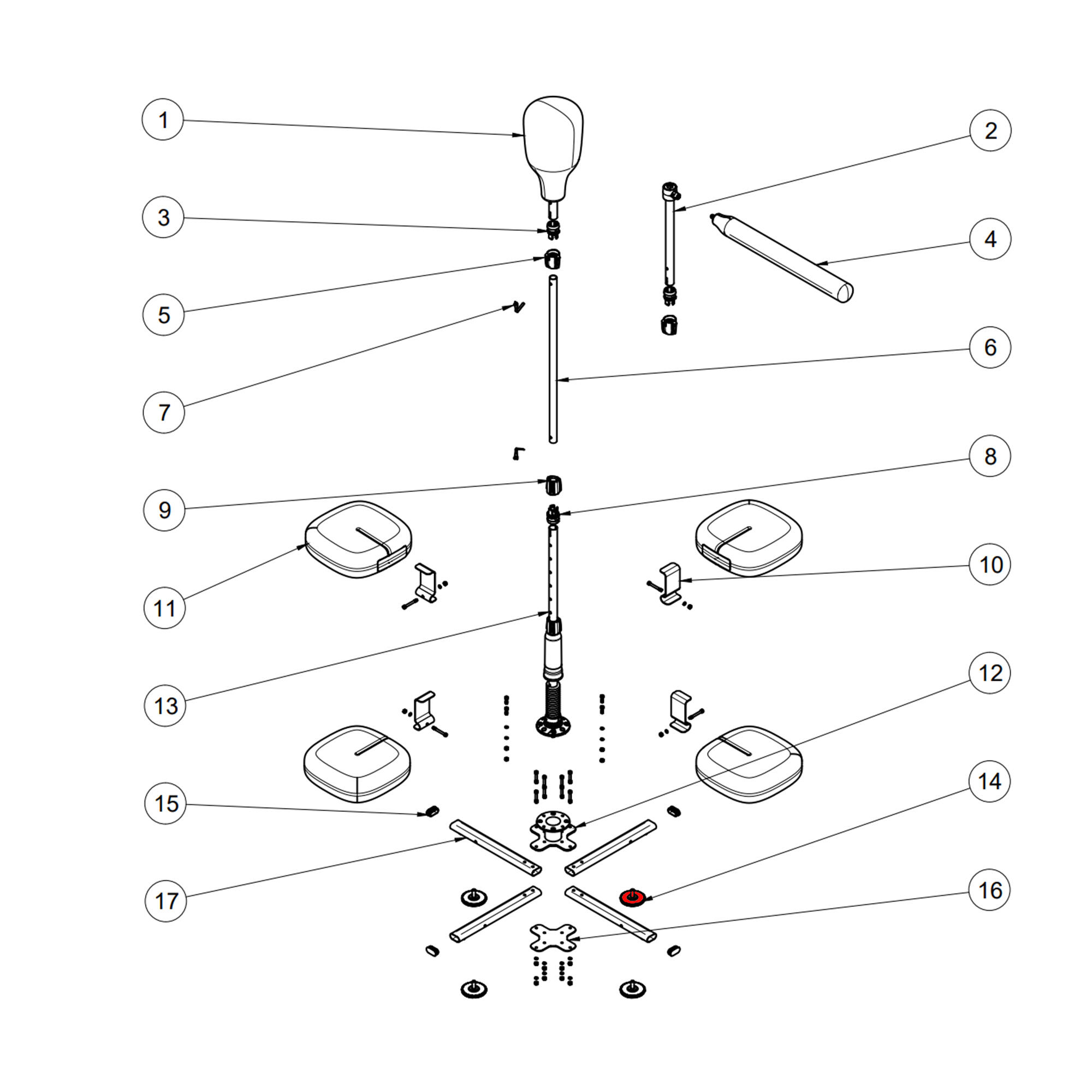 Pé Ajustável de Punching Ball + Barra de Reflexos - Peça de Substituição 4/8