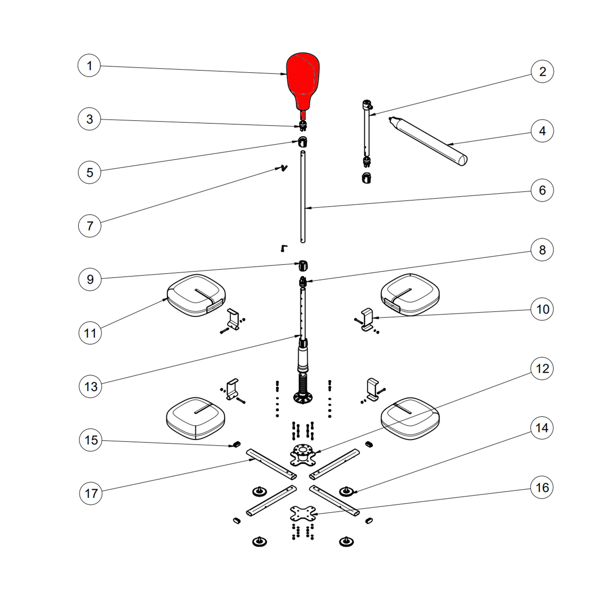 Pera de Punching Ball + Barra de Reflexos - Peça de Substituição 3/7