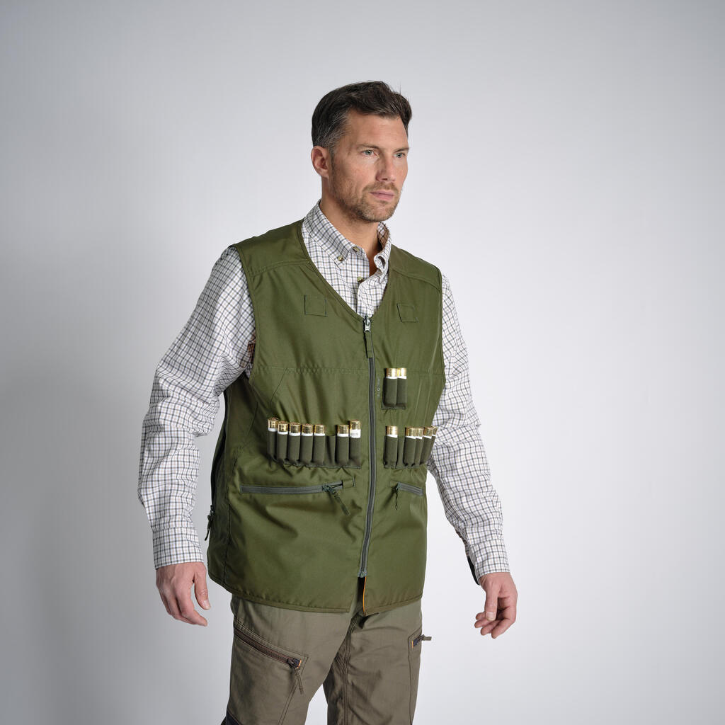 Obojstranná poľovnícka vesta 500 reflexná/zelená