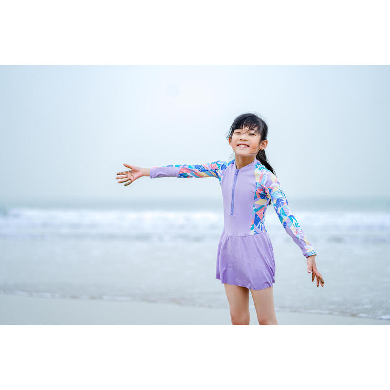 SUZY one-piece long-sleeve skirt swimsuit PURPLE