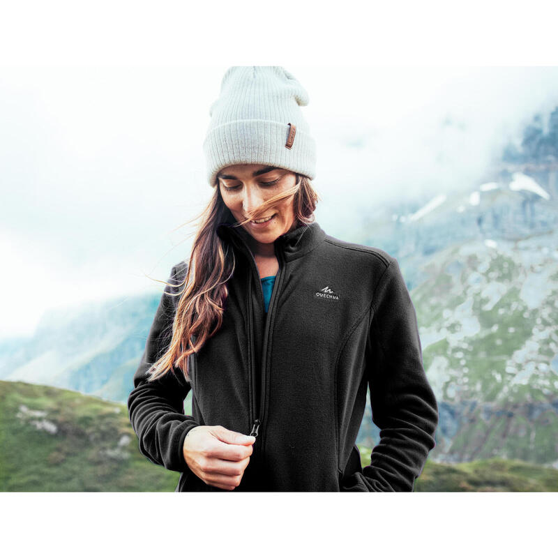 Polaire de randonnée montagne femme, MH100 full zip noir