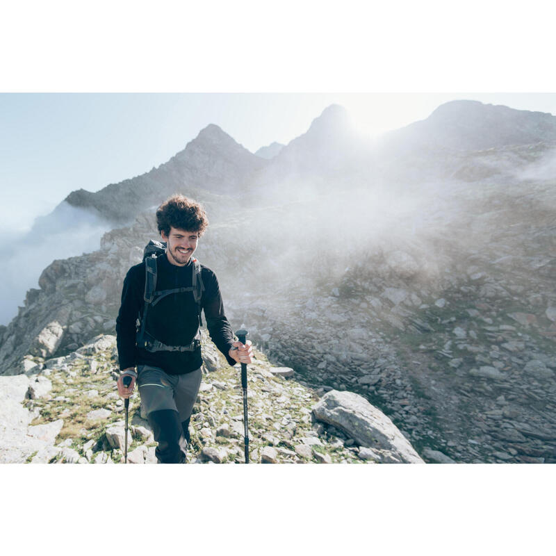 Polaire de randonnée montagne homme, MH100 demi zip noir