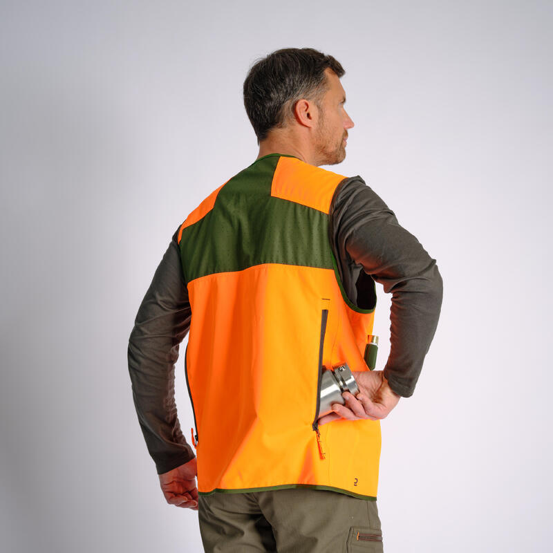 Gilet caccia 500 reversibile fluo/verde