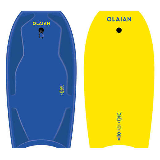 
      Bodyboard 100 blue yellow with wrist leash
  